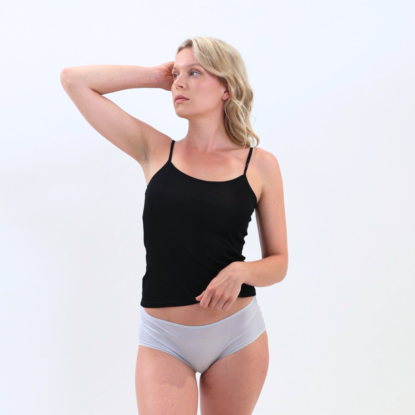 Mid Waist Silk Jersey Brief - Grey - Silk Base