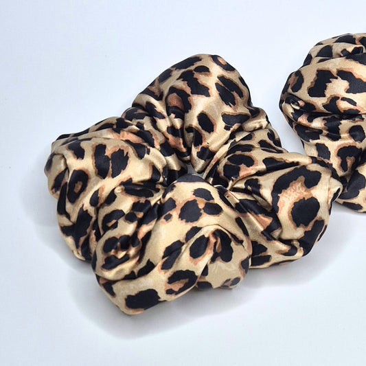 Leopard Cloud Silk Scrunchie - Silk Base
