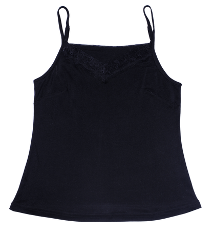 Lace Silk Jersey Camisole - Black - Silk Base