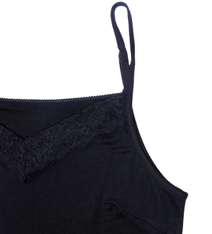 Lace Silk Jersey Camisole - Black - Silk Base