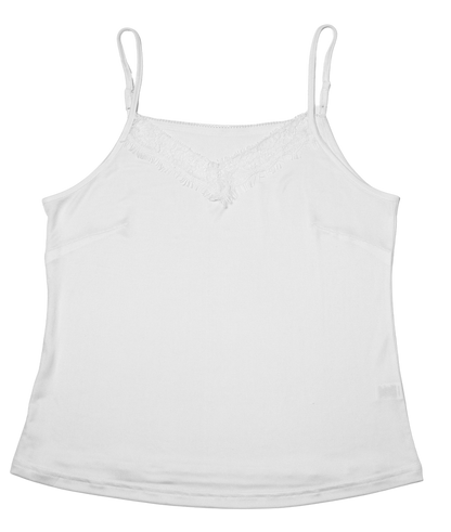 Lace Silk Jersey Camisole - White - Silk Base