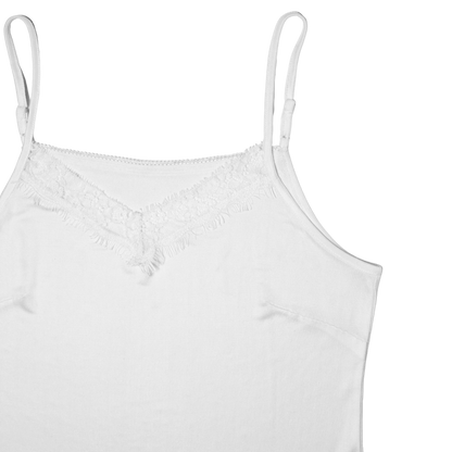 Lace Silk Jersey Camisole - White - Silk Base